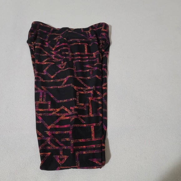 OS Lularoe Leggings Abstract line pattern orange red purple - Picture 4 of 11